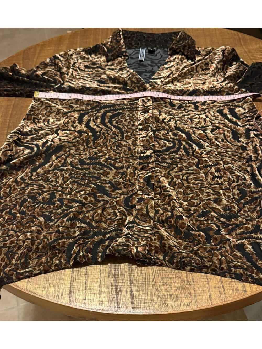 🐱✨ Sno Skins Small Burnout Velvet Blouse Cheetah Animal Print Brown Black - Picture 7 of 10